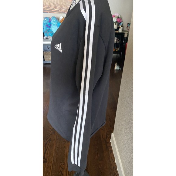 Adidas L sweatshirt mens size Large Lg black white Pullover Top Striped Sleeves - Picture 3 of 7